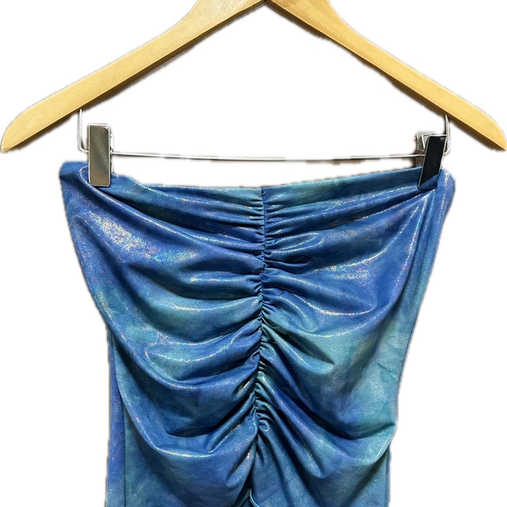 Handmade Blue Ruched Halter Top – Argentine Tango Inspired